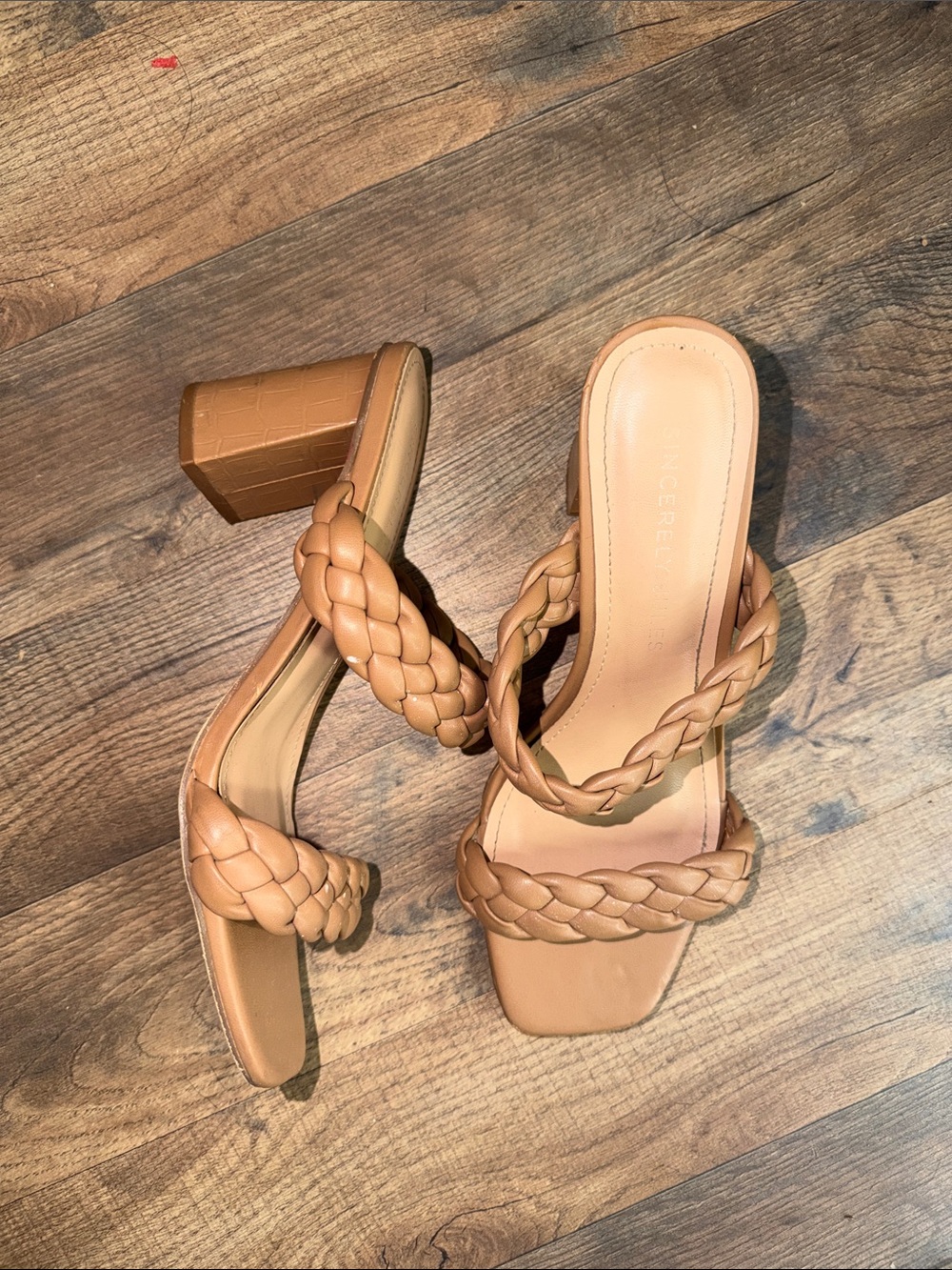 Sincerely Jules Braided Block Heel Sandals - Tan